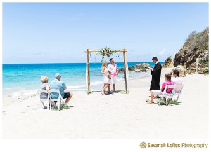 beach wedding ceremony on limetree beach in st thomas